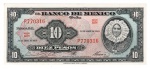 Cédula Estrangeira - México - 10 Pesos 1963 P-58j Série AIN FE - La Gitana - A Cigana.