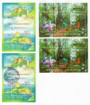 Selos Do Brasil - 4 Blocos De Selo Nacionais Brapex VII Preservação Da Mata Atlantica 1991 - Ano Do Turismo Nas Americas 1992 - Com e Sem Carimbo 1º Dia De Circulação.