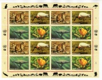 Folha Completa Com 16 Selos Onu ( Organização Das Nações Unidas ) 1994 Edição Comemorativa Especies Ameaçadas De Extinção - Fauna.