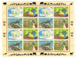 Folha Completa Com 16 Selos Onu ( Organização Das Nações Unidas ) 1997 Edição Comemorativa Especies Ameaçadas De Extinção - Fauna.