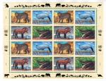 Folha Completa Com 16 Selos Onu ( Organização Das Nações Unidas ) 1997 Edição Comemorativa Especies Ameaçadas De Extinção - Fauna.