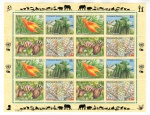 Folha Completa Com 16 Selos Onu ( Organização Das Nações Unidas ) 1996 Edição Comemorativa Especies Ameaçadas De Extinção - Fauna.