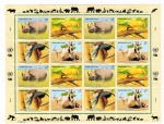 Folha Completa Com 16 Selos Onu ( Organização Das Nações Unidas ) 1995 Edição Comemorativa Especies Ameaçadas De Extinção - Fauna.