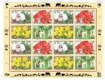 Folha Completa Com 16 Selos Onu ( Organização Das Nações Unidas ) 1996 Edição Comemorativa Especies Ameaçadas De Extinção - Flora.