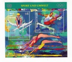 Bloco De Selos Onu ( Organização Das Nações Unidas ) Viena 1996 Edição Comemorativa Esporte e Meio Ambiente - Jogos Olimpicos.