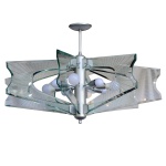 Lustre de design contemporâneo construído com seis placas de vidro, recortadas no formato de trapézios, vazadas e montadas em leque, sustentadas por coluna central em metal acetinado. Década de 1970. 55 x 87 cm. 30 x 40 cm (medida das placas). Passamos para informar os detalhes e o procedimento para a retirada do seu lote: O lote encontra-se originalmente em Belo Horizonte (MG). e estará disponível em nosso escritório em São Paulo (SP) a partir de uma semana após o término do leilão. A retirada deve ser feita exclusivamente mediante agendamento prévio. Telefone para agendamento: (11) 5044-1228. Por favor, entre em contato conosco pelo telefone acima para escolher o melhor dia e horário para buscar o seu lote.