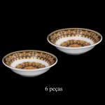 PAUL WUNDERLICH (German 1927-2010) For VERSACE. Modelo  Barocco. Manufatura by Rosenthal - Conjunto de 6 saleiros de formato circular em porcelana alemã. Peças assinadas. Marca da manufatura no verso das peças. 7 cm