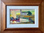MARIO DE OLIVEIRA (São Paulo, 1927)  Saveiros. Salvador, BA. Óleo s/ tela. Ass. cie. 18 x 27 cm (MI). 38 x 49 cm (ME). Estudou pintura com Colette Pujol e desenho com Sante Bullo, Inocêncio Borghese e Fausto Saule na Associação Paulista de Belas Artes entre 1949 e 1956. Presidiu o Núcleo dos Artistas Livres e Figurativos (NALF) entre 1967 e 1968.
