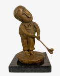 Inos Corradin - Golfista - Escultura em bronze - 15 cm - assinada
