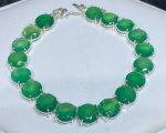 Pulseira Riviera em prata 950 gemas Agata verde  natural, com 18 centimetros acabamento em  zircônia