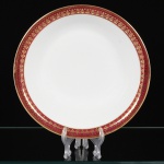 PORCELANA, uma (1) saladeira tipo bowl, ornada com faixa na tonalidade magenta e barrado a ouro, marca MAUÁ (Mauá, SP, 1937 a 1968), medindo 24,5 cm diâmetro e 6,5 cm altura, vide foto.