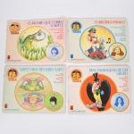 MÚSICA, quatro (4) discos infantis Taba-Histórias e Músicas Brasileiras: Sapo Vira Rei Vira Sapo; Currupaco Papaco; O Jacaré que Comeu a Noite; Malandragem de Um Urubu, acompanham os livretos, vide foto.