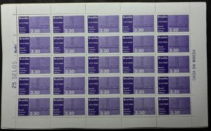Folha de 25 selos Brasil de 1960, correio aéreo, comemorativa da inauguração de Brasília, valor faci