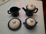 Jogo para café e chá em porcelana vitrificada black & white com 4 peças