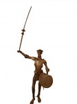 DON QUIXOTE em bronze, faltando a base de sustentação, 32 cm sem a lança