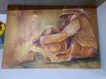SANDRA SÉRGIO, OST Fascínio, excepcional obra com riqueza de detalhes inclusive com utilização de pó de ouro, 70 x 100 cm