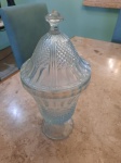 Potiche em vidro bico de jaca, 42 cm alt