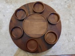 TROPICAL ART, base giratória em madeira nobre para fondue ou pastas para aperitivos, 45 cm diâm