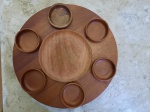 Base giratória em madeira nobre com prato adicional no centro para fondue ou pastas para aperitivos, 45 cm diâm