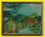 SILVIA ALVES - "A beira da lagoa", óleo s/ tela, 23 x 29cm. Assinado. Titulado e datado no verso 1985. Com dedicatória