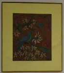 ELIZA CAWACH (Arte Naif)- Pássaro e flores, O.S.T, datado de 1977. Med.: 47x37 cm.