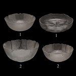 Conjunto de 6 tigelas em vidro Arcoroc, France. Design transparente com detalhes em relevo de pétalas na parte inferior e nas laterais. As peças são feitas de vidro prensado durável, sendo: 1 bowl (10 x 27 cm), 1 bowl (7 x 31 cm), 2 bowls (15 x 30 cm) e 2 bowls (10 x 27 cm).