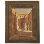 ANTONIO GODOY MOREIRA (1903-1975)  Cena Orientalista. Óleo s/ tela. Ass. cid. 40 x 30 cm (MI). 62 x 51 cm (ME). Moldura em madeira lavrada.