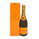 Champagne Veuve Clicquot Brut Yellow Label. Acompanha sua clássica caixa na cor laranja.