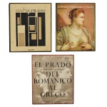 Lote de 3 livros da prestigiada coleção sobre o Museu do Prado, escrita pelo renomado historiador de arte espanhol Enrique Lafuente Ferrari e publicada originalmente pela prestigiada editora Aguilar (na famosa série Librofilm).  A) Museo del Prado: Pintura Española de los Siglos XVII y XVIII. B) El Prado  Escuelas italianas y francesa. C) El Prado  Del Romanico Al Greco. Edições clássicas de meados do século XX, conhecidas por trazerem conjuntos de diapositivos (slides) coloridos e ricas ilustrações em preto e branco