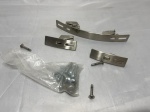 Lote de 3 puxadores em aço inox. Medindo o maior 19cm x 2cm.