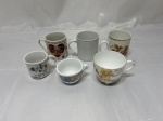 Lote de 6 xícaras de café sem pires em porcelana diversa.