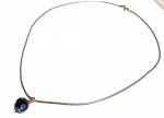 Vintage Fashion Luxo Joias, Cordão em Prata de Lei 925, Italy com Pingente Topázio lapidado, medindo 40,5cm. Peso total 4,27gr