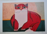 Aldemir Martins, Gato Vermelho, gravura, tiragem 48/120, Edição Póstuma, 50x70cm, sem moldura