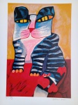 Aldemir Martins, Gato Listrado, gravura 42/120, 70x50cm, sem moldura, Edição Póstuma