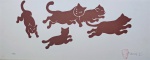 Fang, Gatos, gravura, tiragem 12/50, 20x50cm, sem moldura