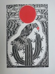 Bacaro Borges, Carcará, xilogravura, 48x33cm, sem moldura