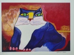 Aldemir Martins, Gato Azul, gravura, tiragem 30/120, 50x66cm, Edição Póstuma, sem moldura