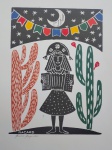 Bacaro Borges, Sanfoneira, xilogravura, 48x33cm, 2026, sem moldura