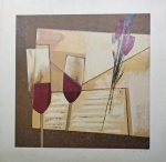 Olímpia Couto, Taças e Rosas, gravura, tiragem 102/160, 50x50cm, sem moldura, com quebra de papel na borda e necessita de limpeza