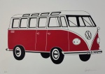 Kleber Ventura, Kombi Vermelha, gravura, tiragem 10/35, 50x70cm, sem moldura