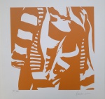 Kleber Ventura, Composição bege, gravura 8/30, 50x50cm, sem moldura