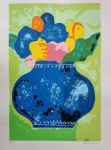 Aldemir Martins, Vaso Azul, gravura, tiragem 82/120, 70x50cm, Edição Póstuma, sem moldura