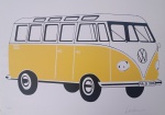 Kleber Ventura, Kombi amarela, gravura, tiragem 7/35, 50x35cm, sem moldura, necessita de pequena limpeza