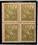 Brasil Quadra com filigrana M Regular da série Netinha Petróleo RHM 0401 MINT