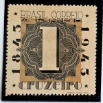Brasil Selo com S de Brasil com traço Brapex II (1943) Novo sem goma RHM A048