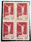 Brasil Quadra com selos marmorizados XI Jogos da primavera (1959) RHM C0439Y Nova com goma e marca de charneira