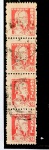 Brasil Tira de 4 Selos com risco vermelho Regular da série Bisneta D. João VI  RHM 501/16a Carimbada