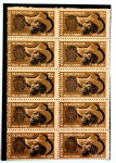 Brasil Conjunto de 10 selos com data "954" e deslocamento de picote Bandeirante (1954) RHM C0291B novo com goma