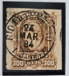 Brasil 1884  Carimbologia  Dom Pedro II Barba Branca 300 réis com carimbo de Rio de Janeiro 24 MAR 84