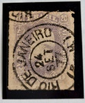 Brasil 1877  Carimbologia com VARIEDADE de cor (Violeta Escuro) RHM 38 A  Dom Pedro II Braba Branca 20 réis com carimbo de Rio de Janeiro 24 SET 77